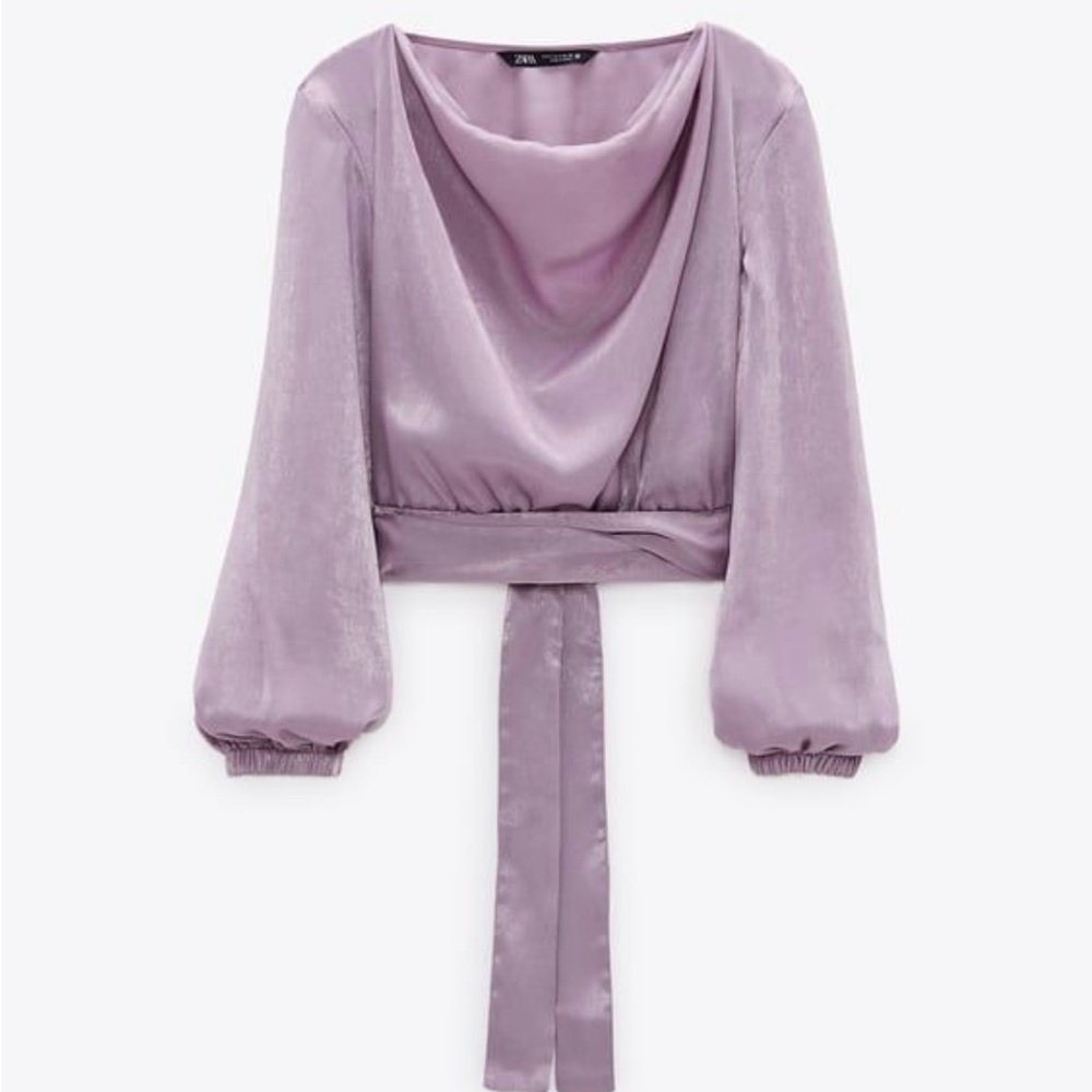 Dusty purple Zara crop top with tie size small